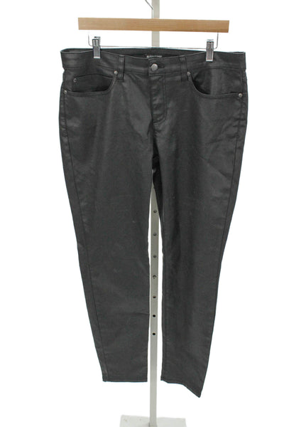 Eileen Fisher Women Skinny Jeans Black Cotton Blend Mid Rise Inseam 32 Size 14