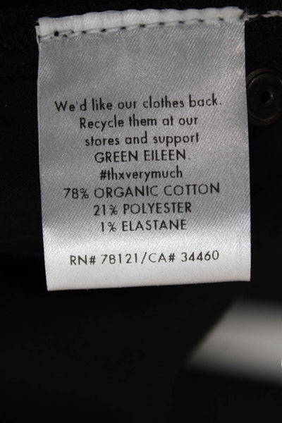 Eileen Fisher Women Skinny Jeans Black Cotton Blend Mid Rise Inseam 32 Size 14
