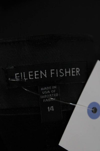 Eileen Fisher Women Skinny Jeans Black Cotton Blend Mid Rise Inseam 32 Size 14