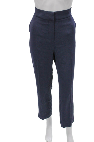 Quince Womens Ankle Pants Blue Recycled Polyester Zip Inseam 26 Size 8