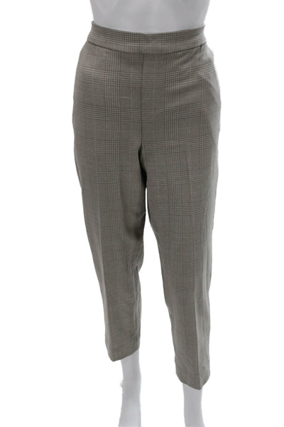 Banana Republic Women Beige Plaid Polyester Pull On Dress Pants Size 6