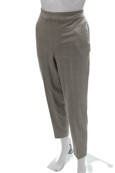 Banana Republic Women Beige Plaid Polyester Pull On Dress Pants Size 6