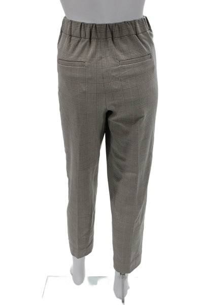 Banana Republic Women Beige Plaid Polyester Pull On Dress Pants Size 6