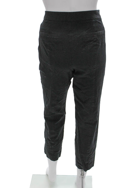 DKNY Womens Cropped Cotton Pants Gray Button Size 8