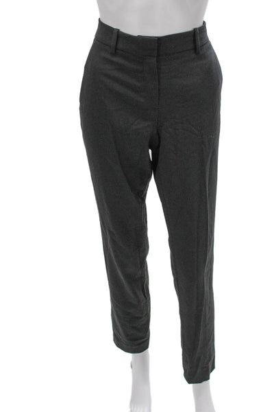 Theory Womens Gray Dress Pants Zip Polyester Virgin Wool Elastane Size 6