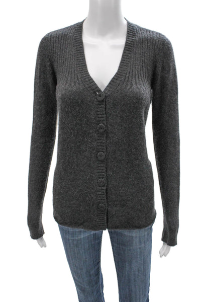 Vince Womens Cashmere V Neck Gray Long Sleeve Cardigan Size M