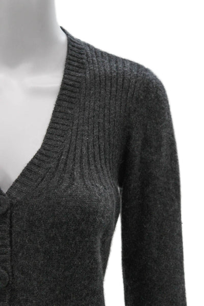 Vince Womens Cashmere V Neck Gray Long Sleeve Cardigan Size M