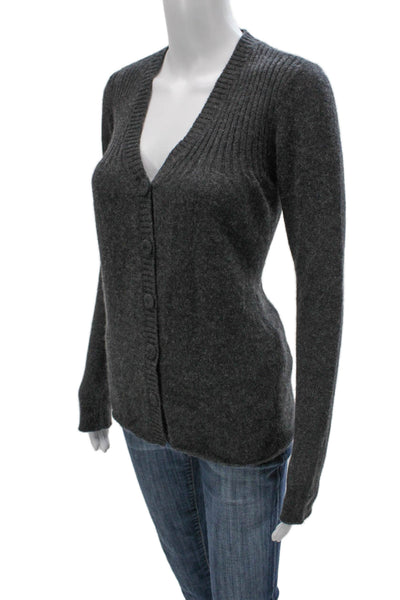Vince Womens Cashmere V Neck Gray Long Sleeve Cardigan Size M