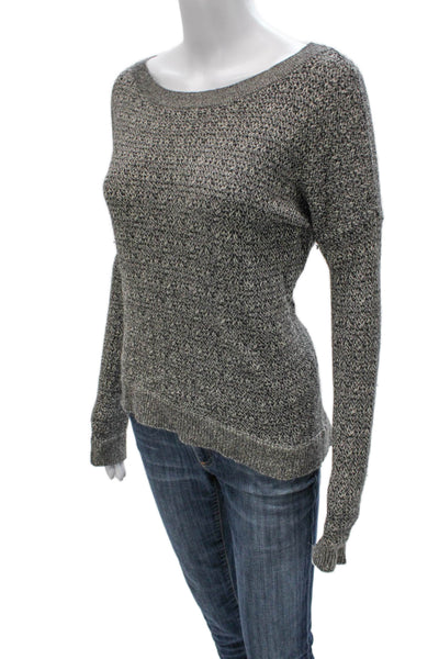 Theory Women Pullover Wool Sweater Boat Neck Long Sleeve Gray Size M