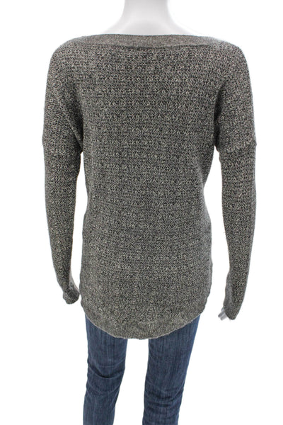 Theory Women Pullover Wool Sweater Boat Neck Long Sleeve Gray Size M