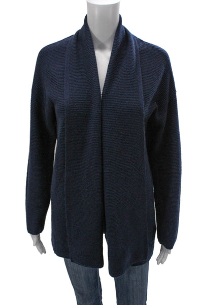 Nordstrom Signature Women Blue Cashmere Collared Long Sleeve Cardigan Size M