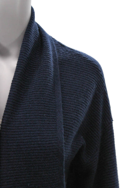 Nordstrom Signature Women Blue Cashmere Collared Long Sleeve Cardigan Size M