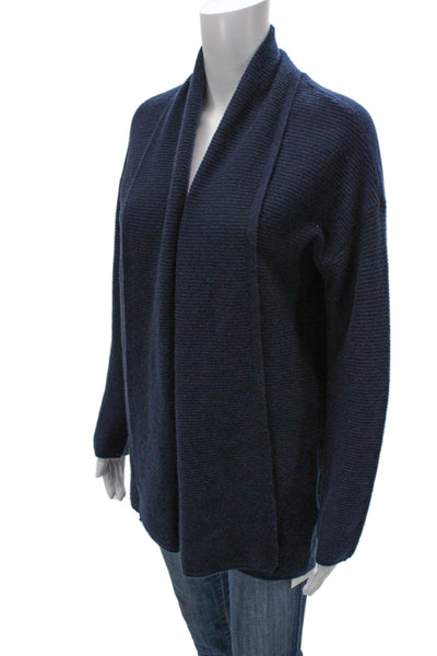 Nordstrom Signature Women Blue Cashmere Collared Long Sleeve Cardigan Size M