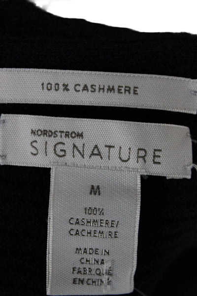Nordstrom Signature Women Blue Cashmere Collared Long Sleeve Cardigan Size M