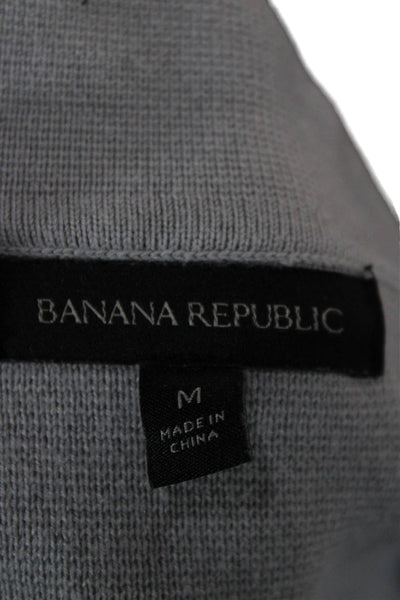 Banana Republic Women Cardigan Gray Collared Cotton Long Sleeve Size M
