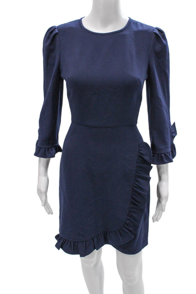Shoshanna Womens Sheath Dress Blue 3/4 Sleeve Knee Length Size 0