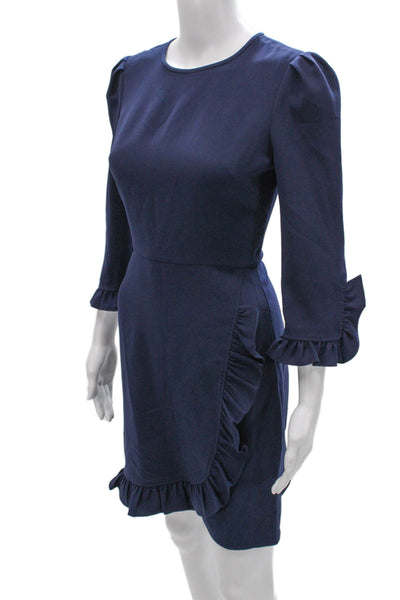Shoshanna Womens Sheath Dress Blue 3/4 Sleeve Knee Length Size 0