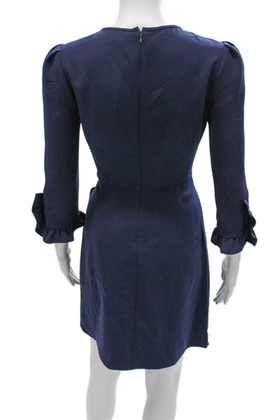Shoshanna Womens Sheath Dress Blue 3/4 Sleeve Knee Length Size 0