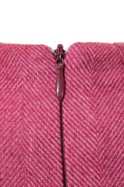 The Fold Womens Pink Virgin Wool Pencil Dress V-Neck Long Sleeve Size 6