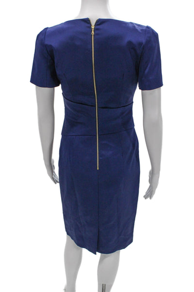 The Fold Womens Sheath Dress Blue Boat Neck Short Sleeve Knee Length Size 6