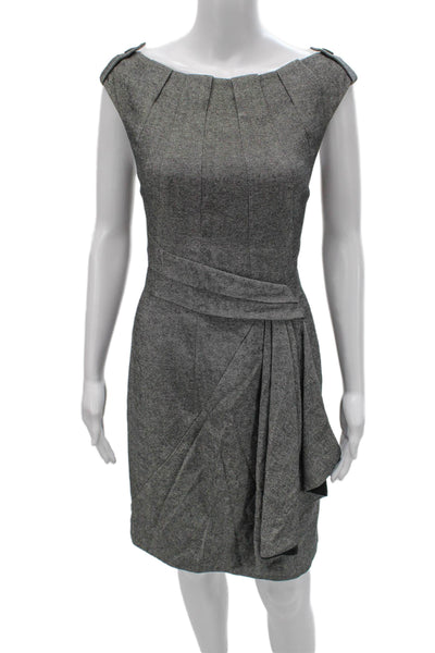 Karen Millen Women Sheath Gray Knee-Length Short Sleeve Wool Blend Dress Size 8