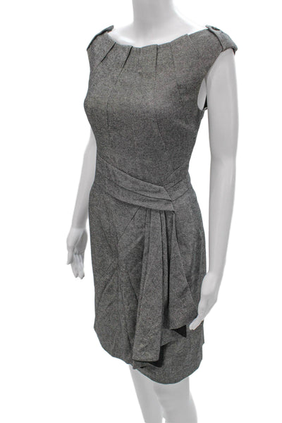 Karen Millen Women Sheath Gray Knee-Length Short Sleeve Wool Blend Dress Size 8