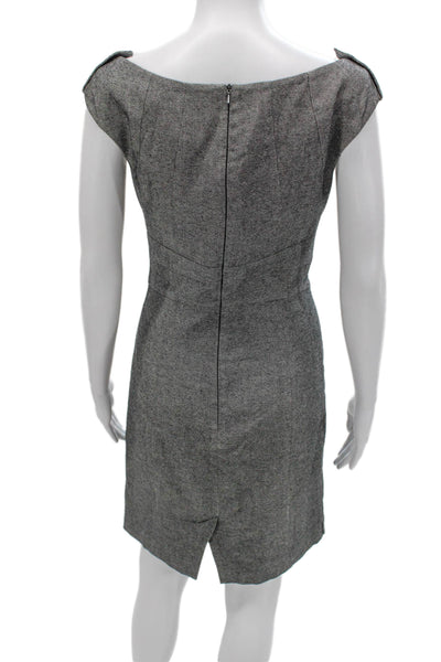 Karen Millen Women Sheath Gray Knee-Length Short Sleeve Wool Blend Dress Size 8
