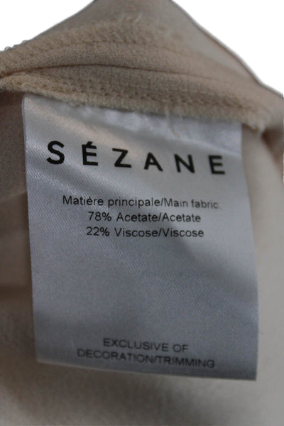 Sezane Womens Dress Pants Beige Acetate Button Solid Fall Size 38