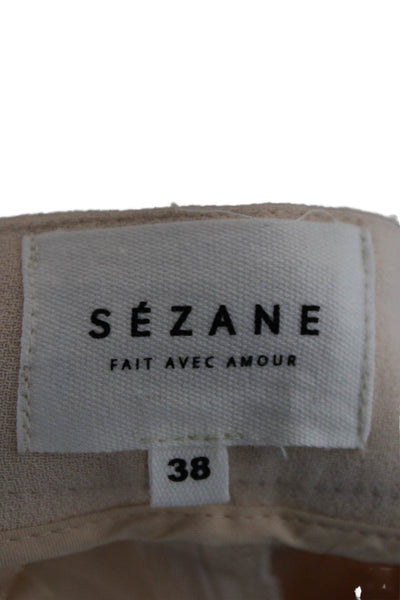 Sezane Womens Dress Pants Beige Acetate Button Solid Fall Size 38