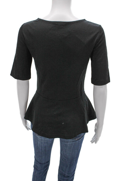 Theory Womens Basic Black Rayon Round Neck Short Sleeve Blouse Pullover Size S