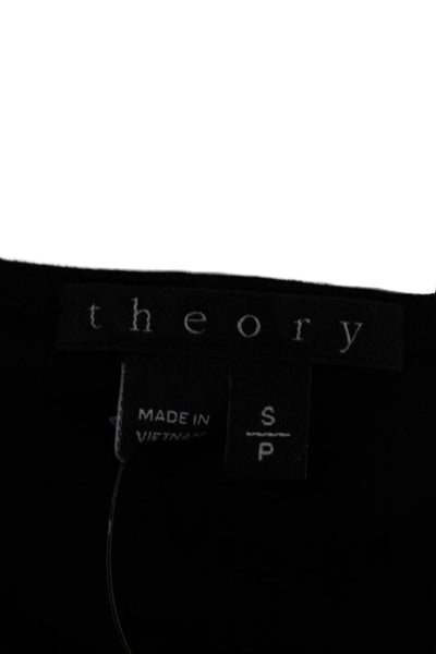 Theory Womens Basic Black Rayon Round Neck Short Sleeve Blouse Pullover Size S