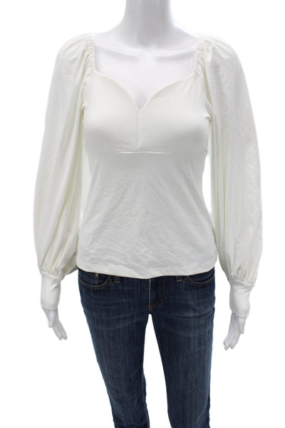 Susana Monaco Womens White Sweetheart Long Sleeve Basic Blouse Size M