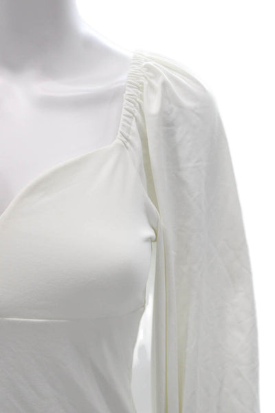 Susana Monaco Womens White Sweetheart Long Sleeve Basic Blouse Size M