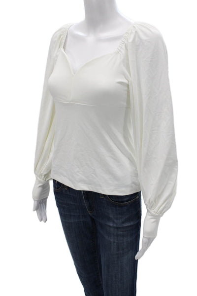 Susana Monaco Womens White Sweetheart Long Sleeve Basic Blouse Size M