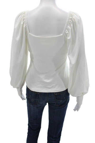 Susana Monaco Womens White Sweetheart Long Sleeve Basic Blouse Size M