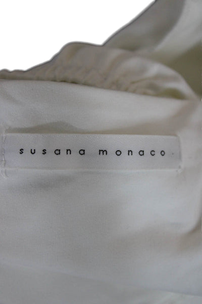Susana Monaco Womens White Sweetheart Long Sleeve Basic Blouse Size M
