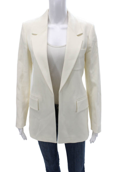 Massimo Dutti Women Blazer Ivory Buttoned Viscose Long Sleeve Size 14
