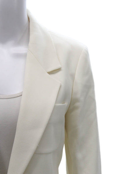 Massimo Dutti Women Blazer Ivory Buttoned Viscose Long Sleeve Size 14