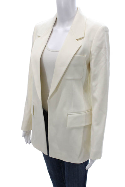 Massimo Dutti Women Blazer Ivory Buttoned Viscose Long Sleeve Size 14