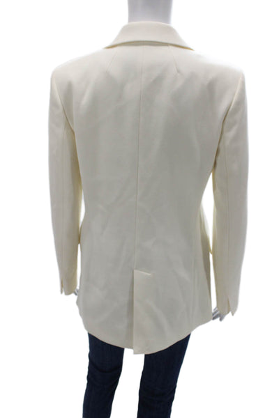 Massimo Dutti Women Blazer Ivory Buttoned Viscose Long Sleeve Size 14