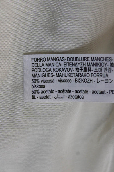 Massimo Dutti Women Blazer Ivory Buttoned Viscose Long Sleeve Size 14