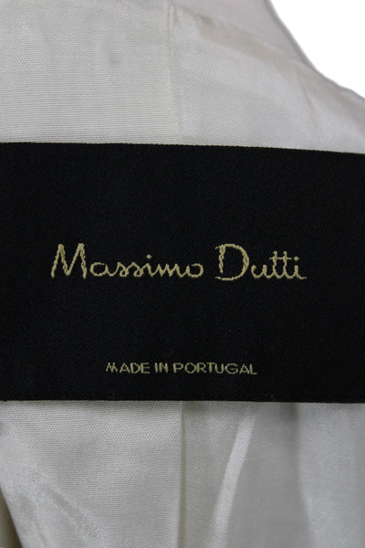 Massimo Dutti Women Blazer Ivory Buttoned Viscose Long Sleeve Size 14