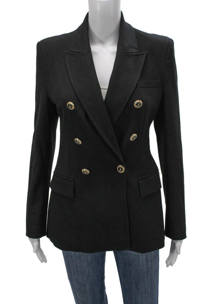 Zara Womens Black Acetate Blazer Button Long Sleeve Size S