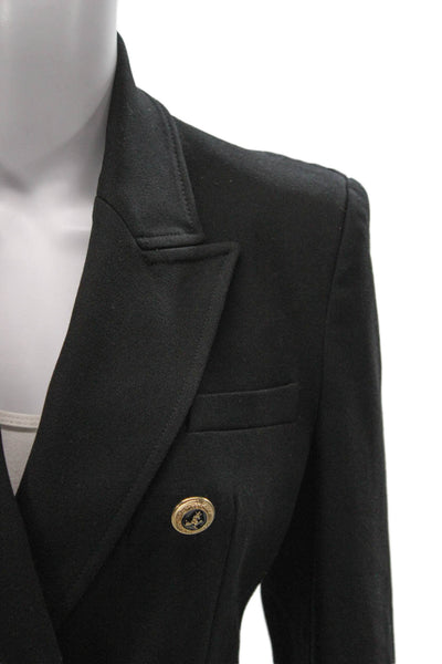 Zara Womens Black Acetate Blazer Button Long Sleeve Size S