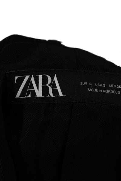 Zara Womens Black Acetate Blazer Button Long Sleeve Size S
