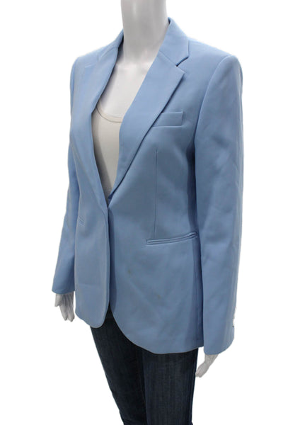 Zara Women Blue Viscose Blazer Button Long Sleeve Size S