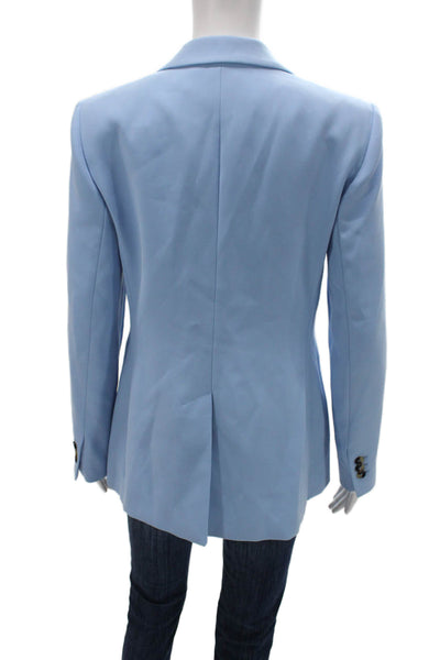Zara Women Blue Viscose Blazer Button Long Sleeve Size S