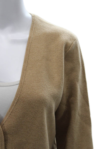 J Crew Womens Beige V-Neck Cardigan Long Sleeve 35% Cotton Size S