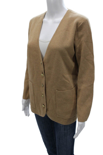 J Crew Womens Beige V-Neck Cardigan Long Sleeve 35% Cotton Size S