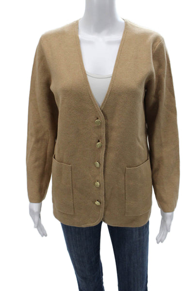 J Crew Women Beige V-Neck Cardigan Long Sleeve Cotton Blend Size XS